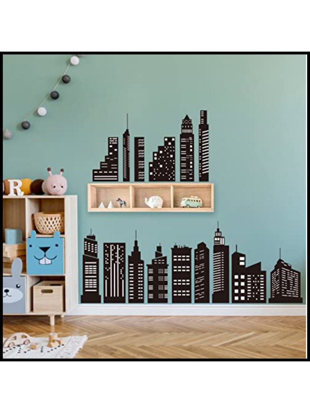 City Skyline Wall Decals Building Wall Stickers 9 Sheets Peel & Stick Waterproof
